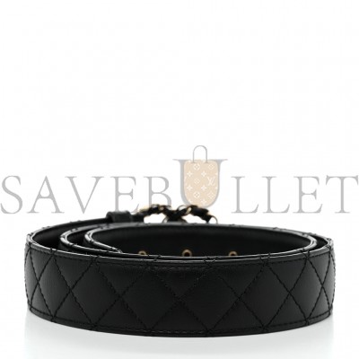 CHANEL LAMBSKIN QUILTED CC CHAIN BELT 85 34 BLACK 1375145